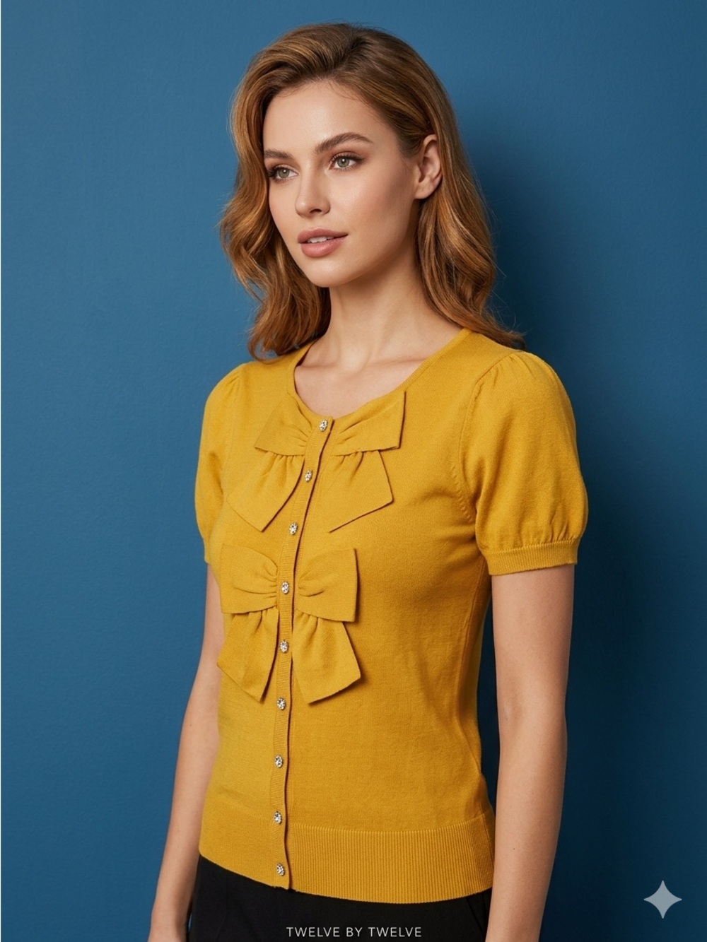Twelve by Twelve Yellow Bow-Front Blouse
